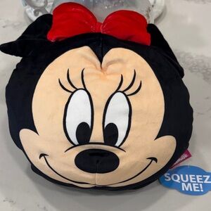Disney Minnie Mouse Plush Face Pillow in Black, Cream and Red Accent